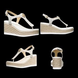 MICHAEL KORS White Wedge ESPADRILLE Sandals EUC!